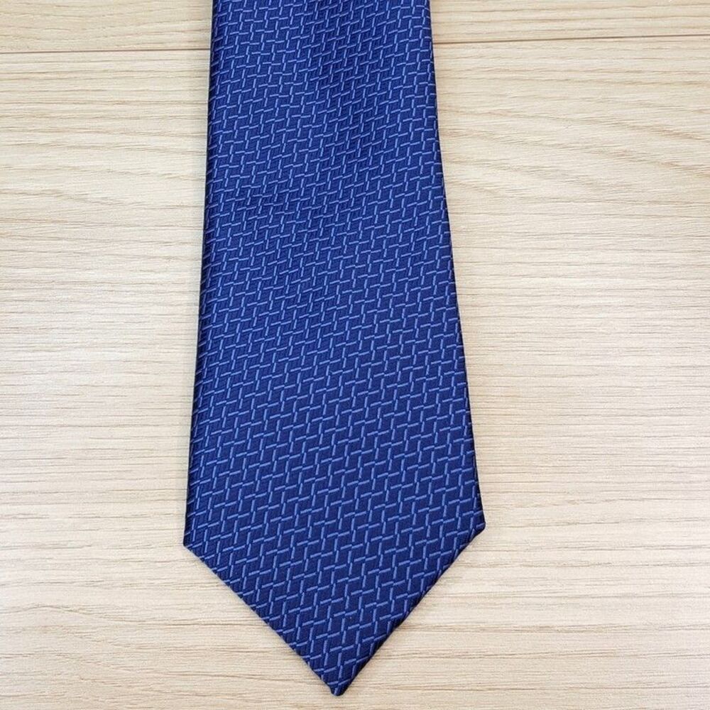 ALFANI Mens Neck Tie Navy Micro Geometric Basketweave Modern Classic Necktie